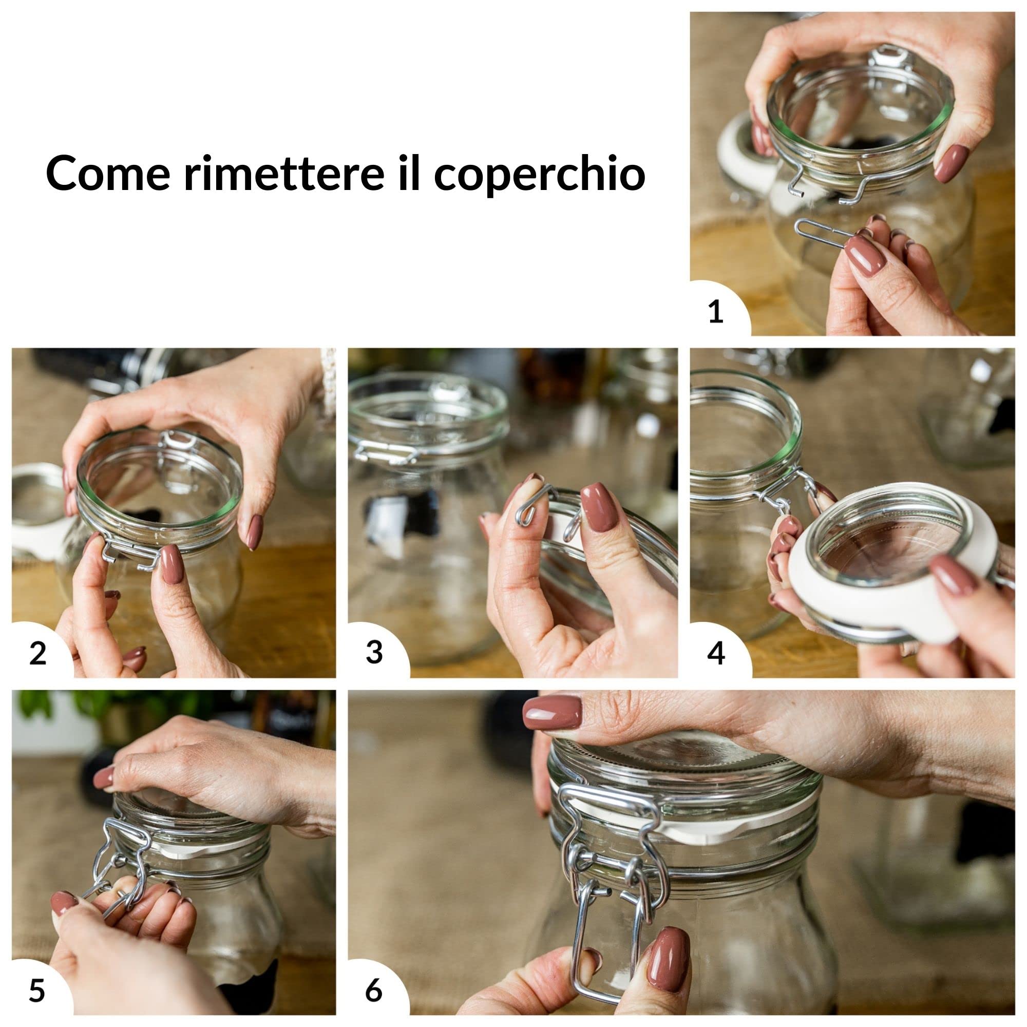 Creative Home Set 14 Barattoli Vetro Chiusura Clip 200 ml