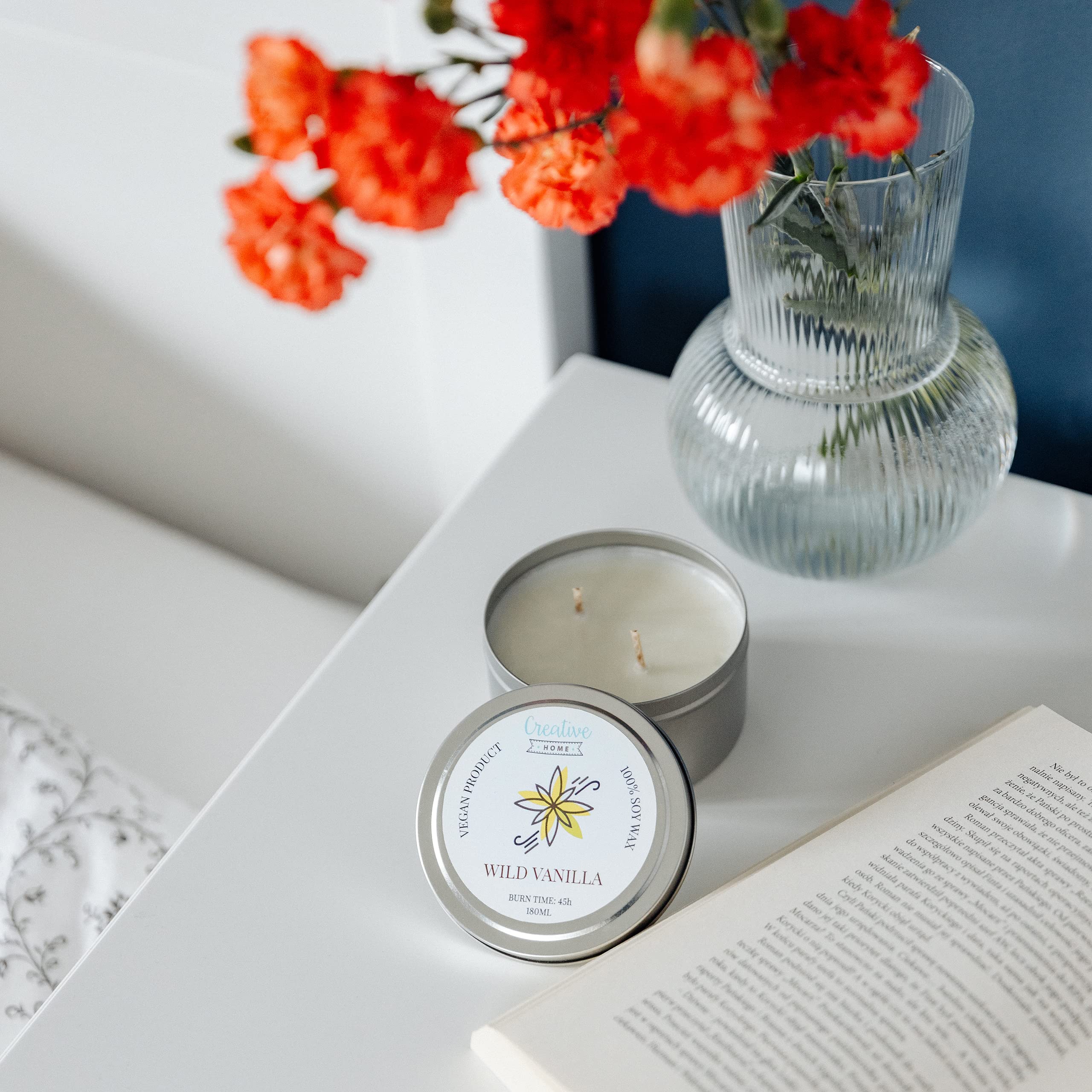 Creative Home Candela Profumata Vaniglia 180 ml Cera di Soia