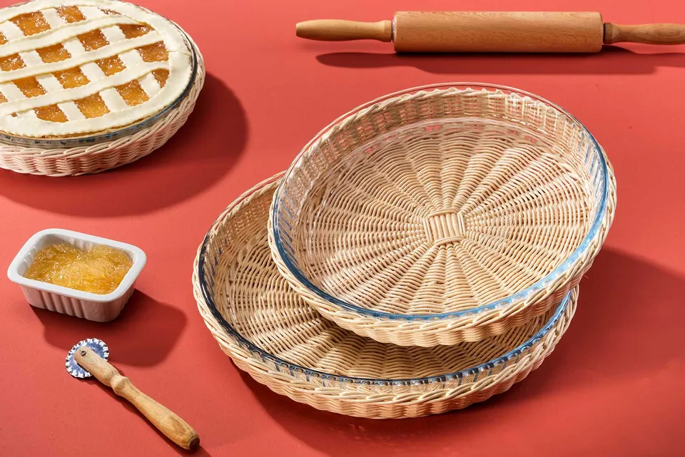 Mila Maurizi Mise en Place Camomilla M cesto crostata midollino vetro
