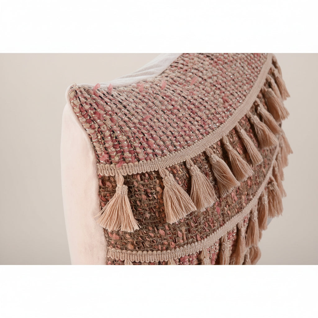 Home ESPRIT Boho cuscino rettangolare 50x30 cm con nappe terracotta