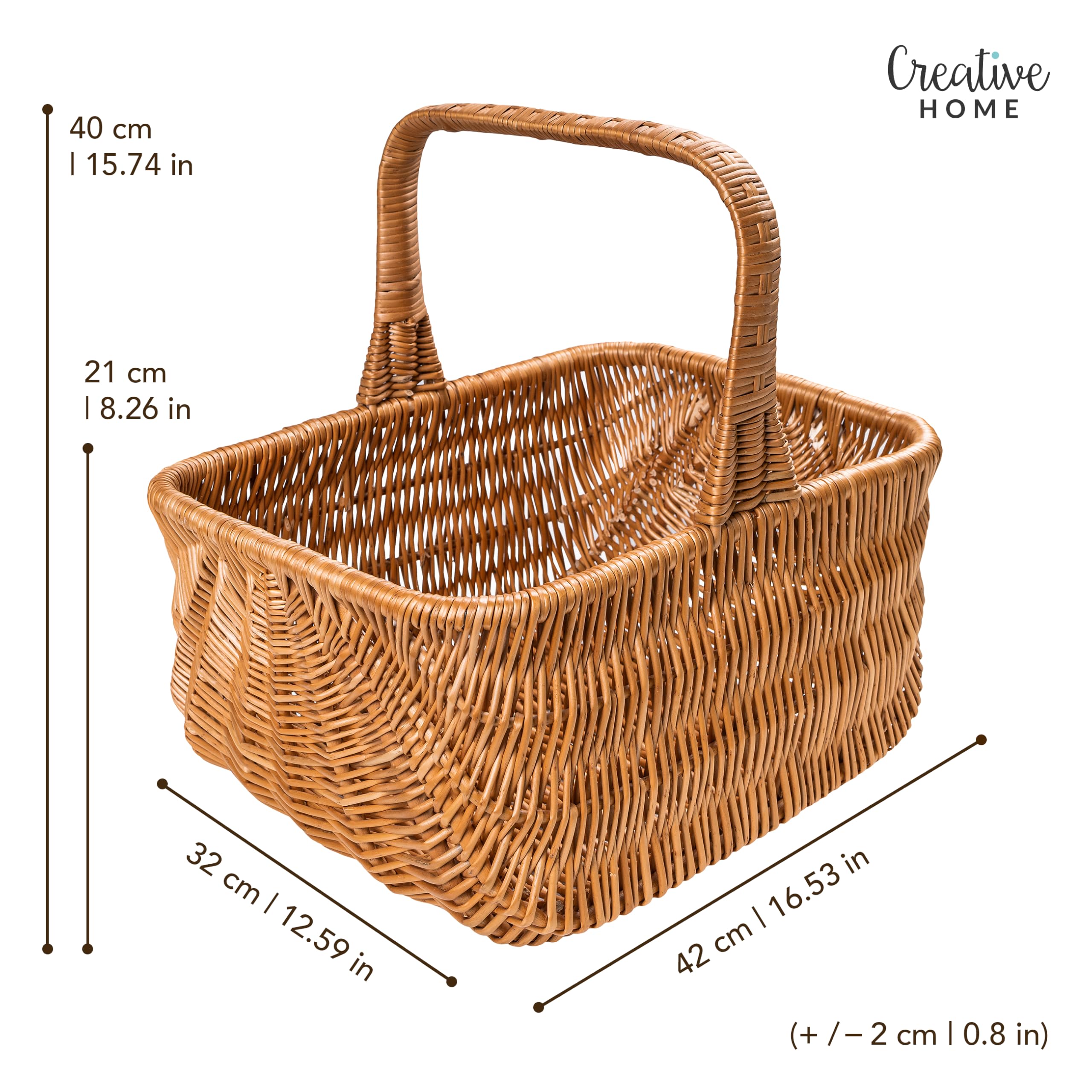 Creative Home Cestino Vimini Olandese 42x32x40 cm Manico