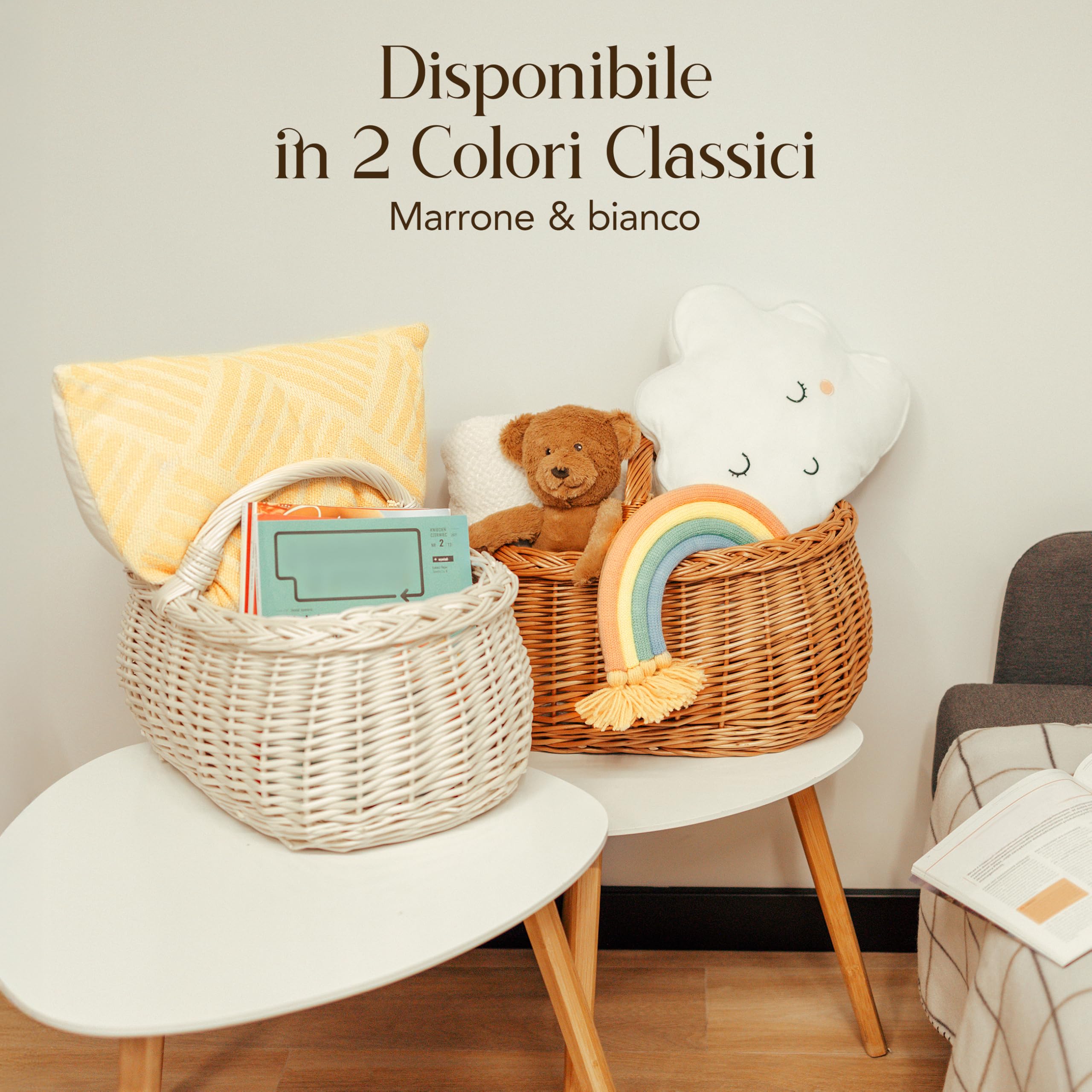 Creative Home Cestino in Vimini 45x32x34 cm Marrone per Spesa