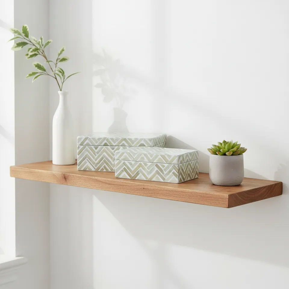 Home ESPRIT Tropical Set 2 Scatole Resina Bambu 30 cm