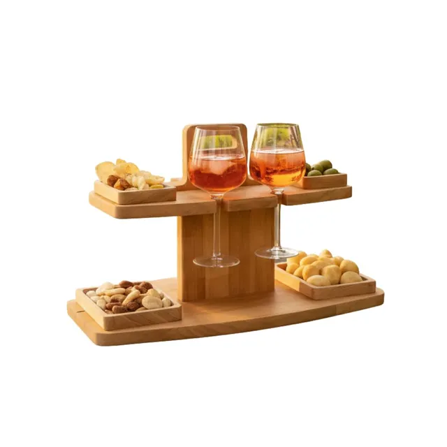 Inca vassoio aperitivo 2 ripiani legno faggio 4 vassoi
