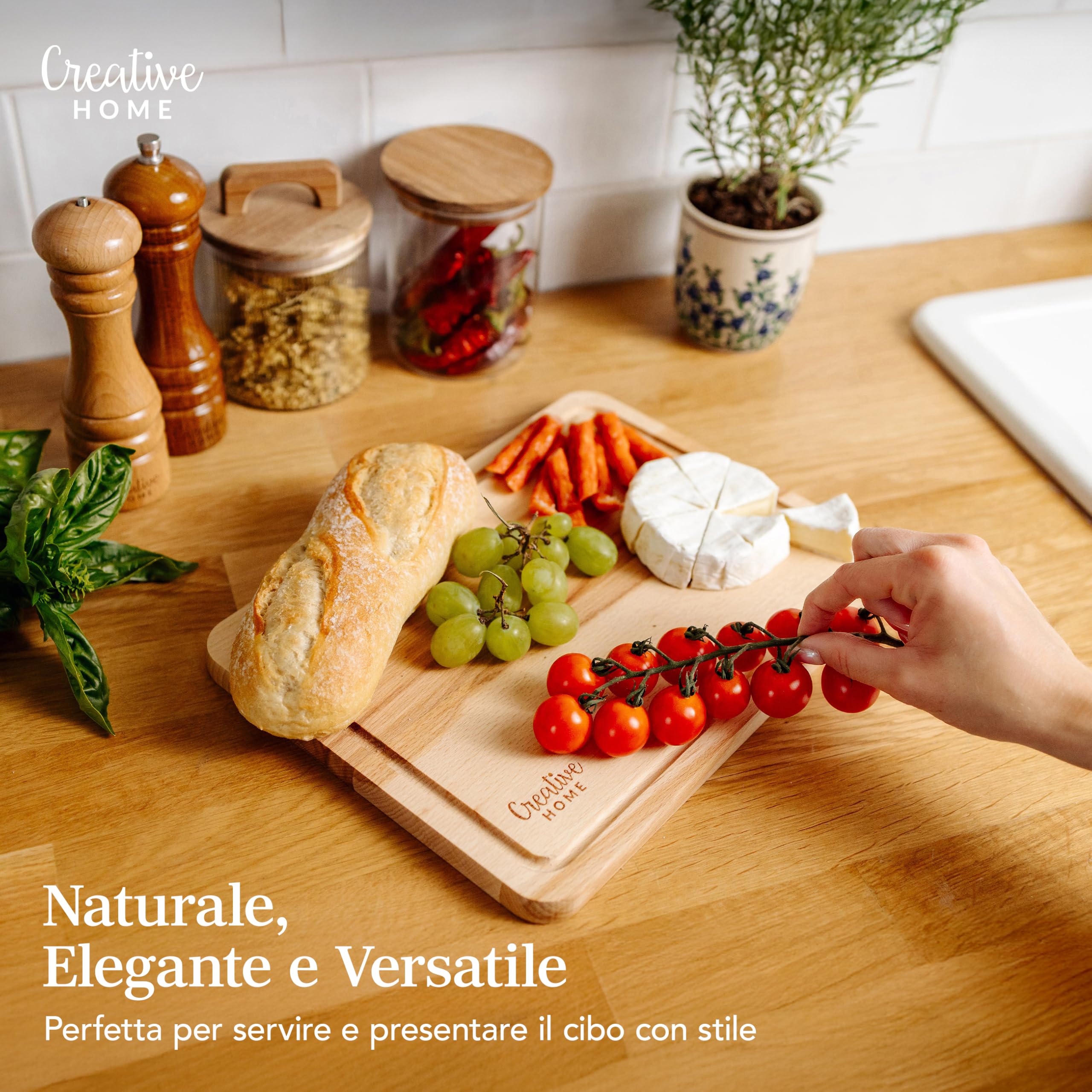 Creative Home tagliere faggio 30,5x22,5 cm scanalatura