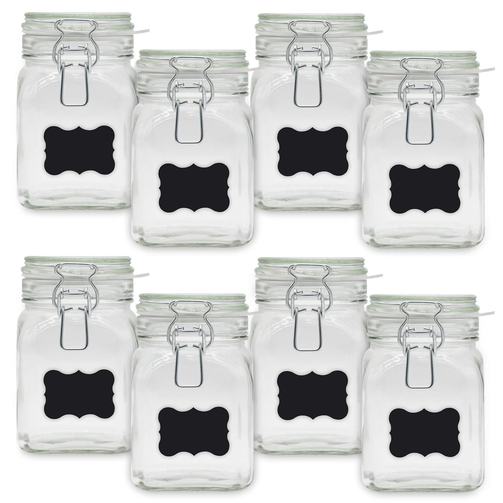 Creative Home Set 8 Barattoli Vetro Ermetici 750 ml con Clip