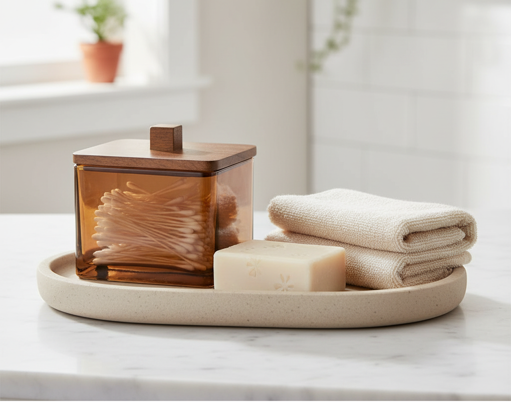 Andrea House Scatola Decorativa Vetro Marrone 11,5 cm