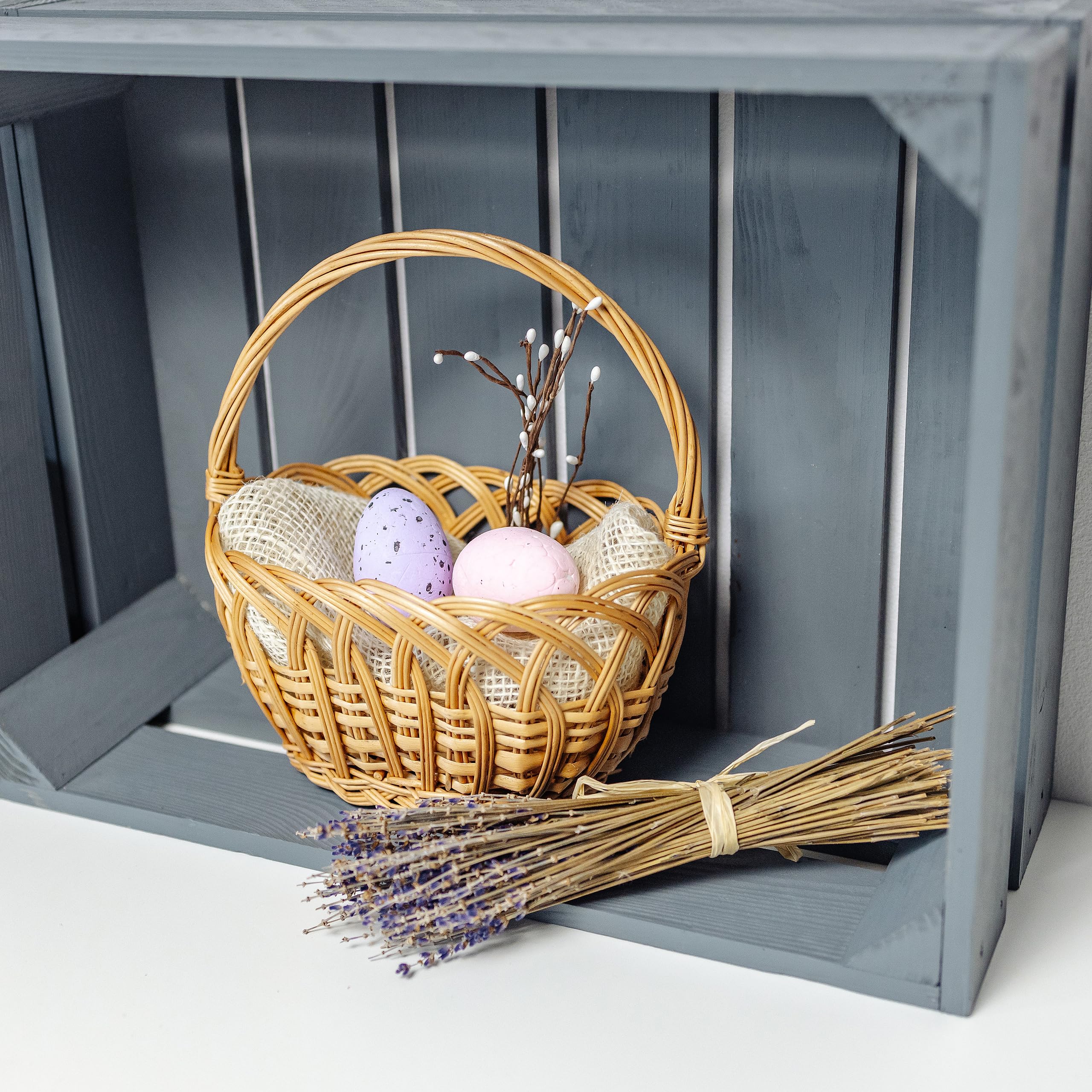 Creative Home Cestino in Vimini con Manico 19x14x21 cm Traforato