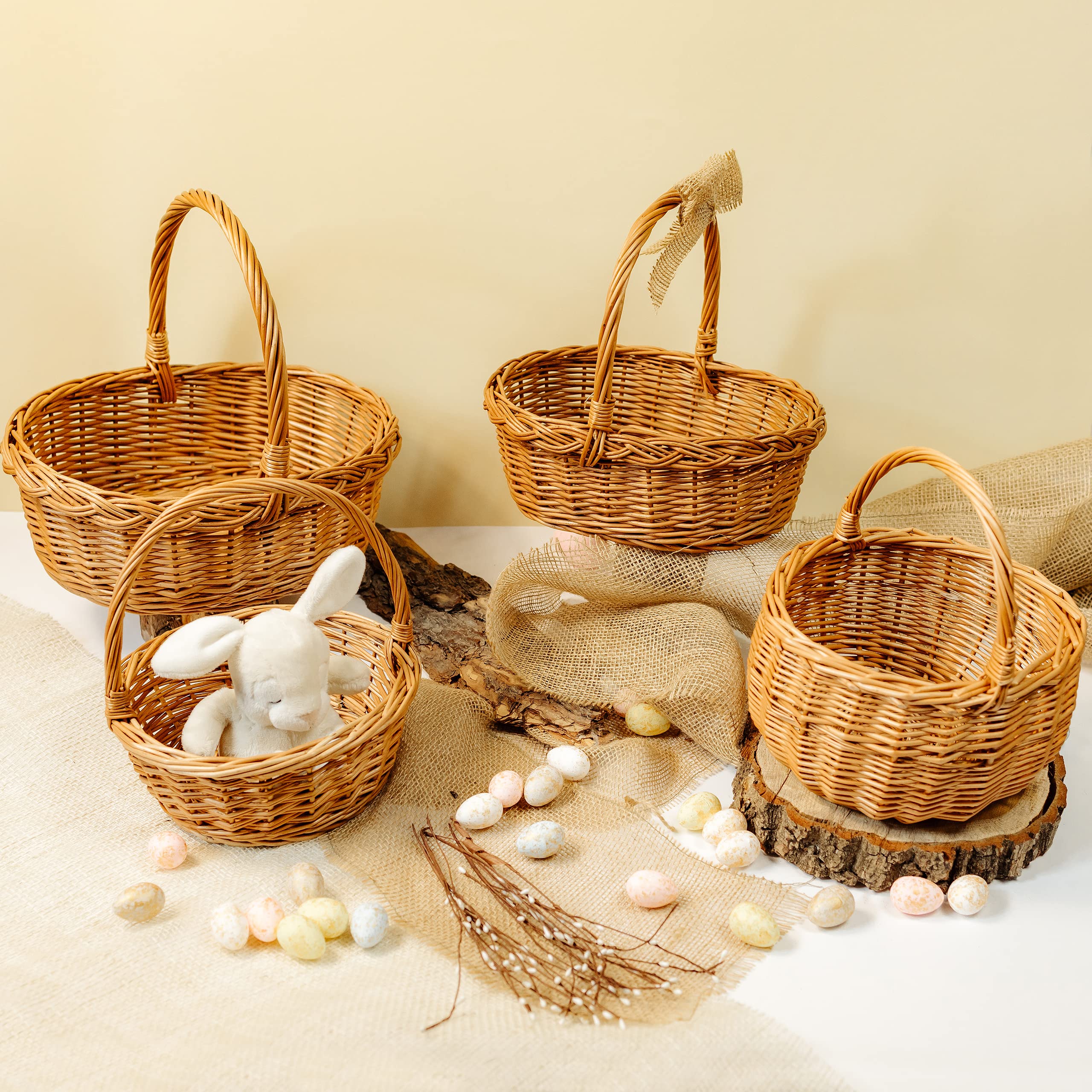 Creative Home Cestino Vimini Manico 30x27x24 cm Naturale