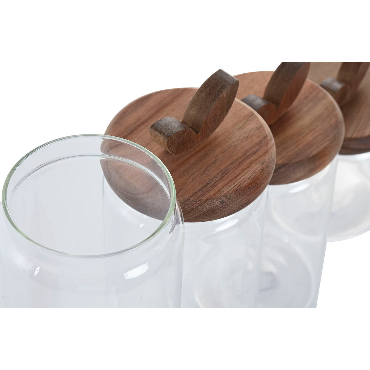 Home ESPRIT set 4 barattoli vetro con coperchio acacia e foglia