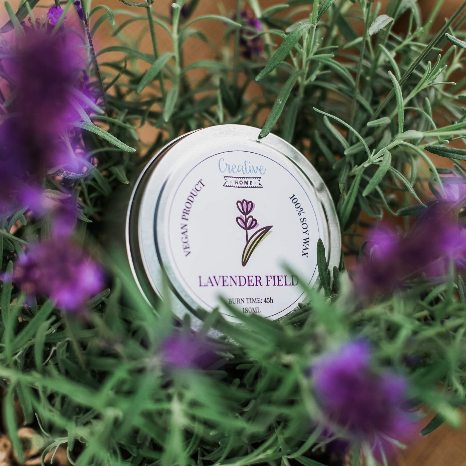 Creative Home Candela Profumata Lavanda 180 ml Cera di Soia