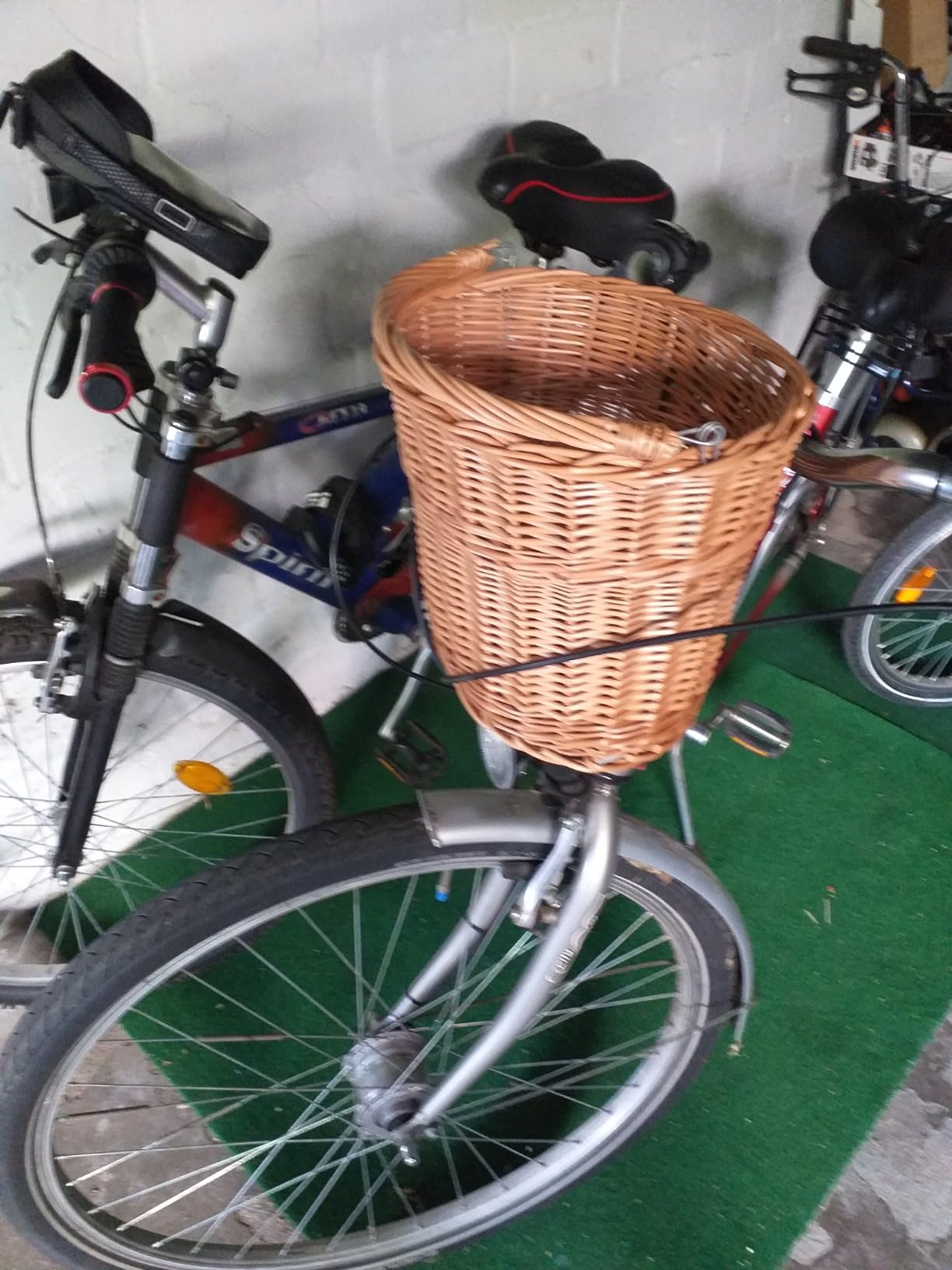 Creative Home Cestino Bici in Vimini Naturale 30x23x22 cm con Gancio