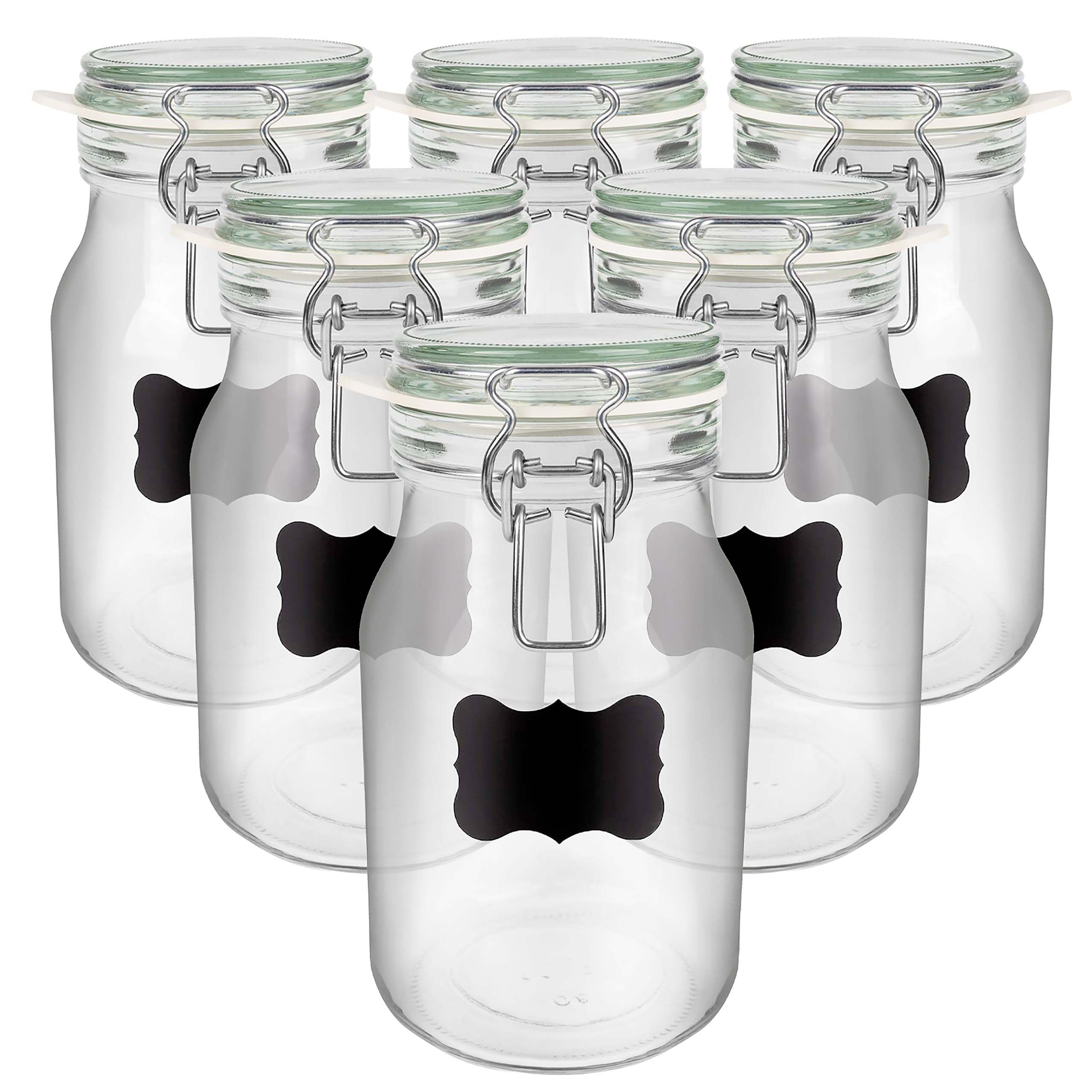 Creative Home Barattoli Vetro Ermetici 6x1L con Chiusura a Clip