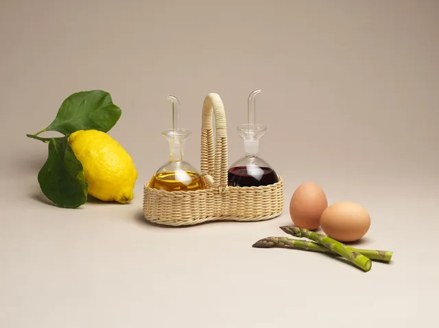 Mila Maurizi Mise en Place Petunia set olio e aceto vetro