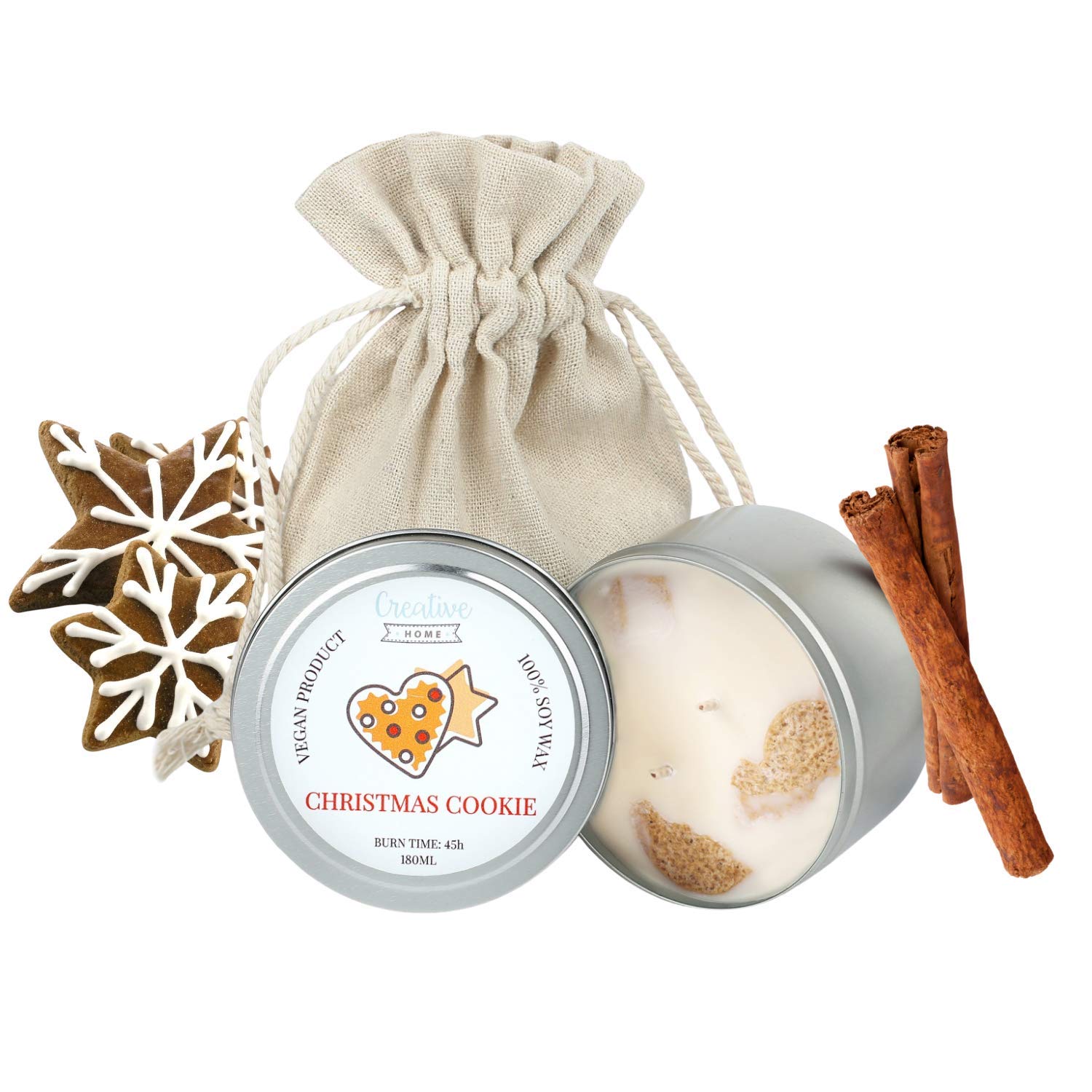 Creative Home Candela Profumata Biscotto 180 ml Cera di Soia